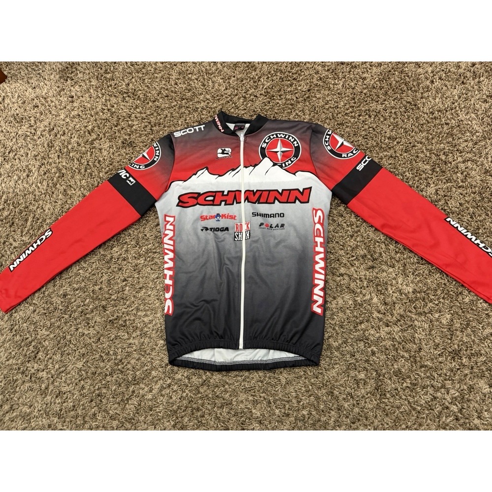Schwinn Full Zip Long Sleeve Cycling Shirt Jersey Pockets Mens Large